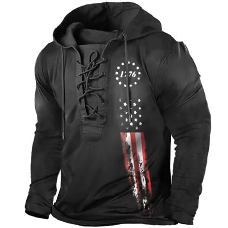 Mens Graphic Hoodie Unisex Pullover Sweatshirt With National Flag Printing