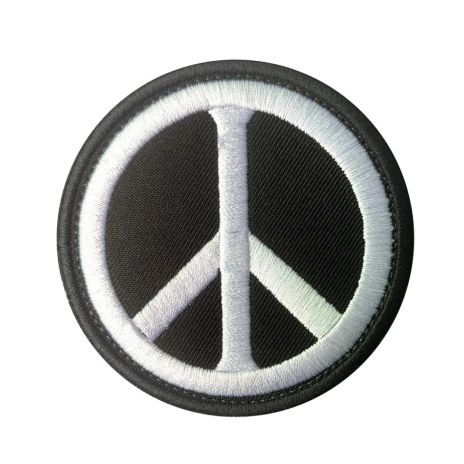 Black World Peace Sign Logo Patch for Tactical Backpacks
