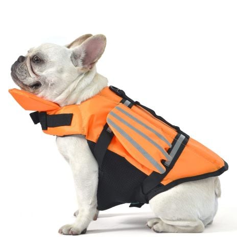 Reflective Dog Flotation Swim Vest with Handle and Chin Float