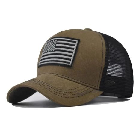 ThreePigeons™ Tactical  Baseball Cap Outdoor Fishing Hat  With  American Flag Embroidery