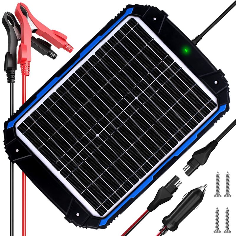 20W 12V Solar Battery Trickle Charger Built-in Intelligent MPPT Controller Charging Kits for Car Marine RV Trailer Boat Automotive