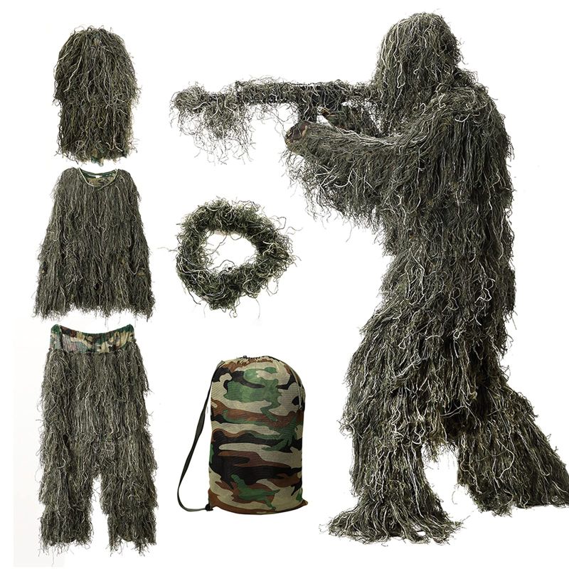 3D Camouflage Hunting Apparel Sets Ghillie Suit Free Size