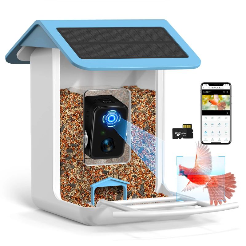 ThreePigeons™ 1080P HD Ai Bird Feeder With Camera,Auto Capture Bird Videos & Solar Panel