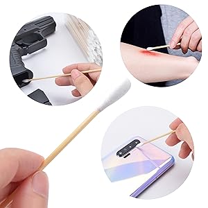 ThreePigeons™ 6 Inch Cotton Gun Cleaning Swabs with Bamboo Handle