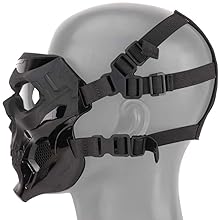 ThreePigeons™ Tactical Mask Protective Full Face Clear Goggle Skull mask Dual Mode Wearing Design Adjustable Strap