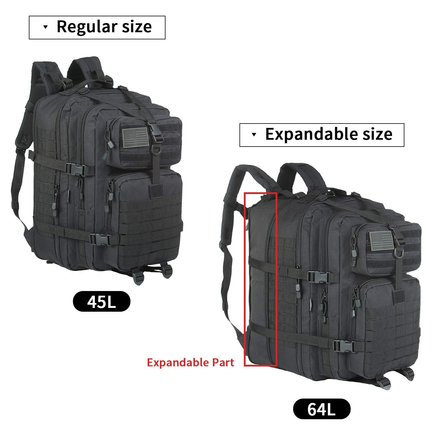 ThreePigeons™ Multipurpose Large Military Backpack 64L