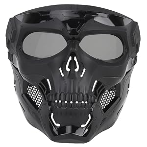 ThreePigeons™ Tactical Mask Protective Full Face Clear Goggle Skull mask Dual Mode Wearing Design Adjustable Strap