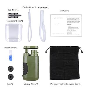 ThreePigeons™ Portable Hand Pump Water Filter