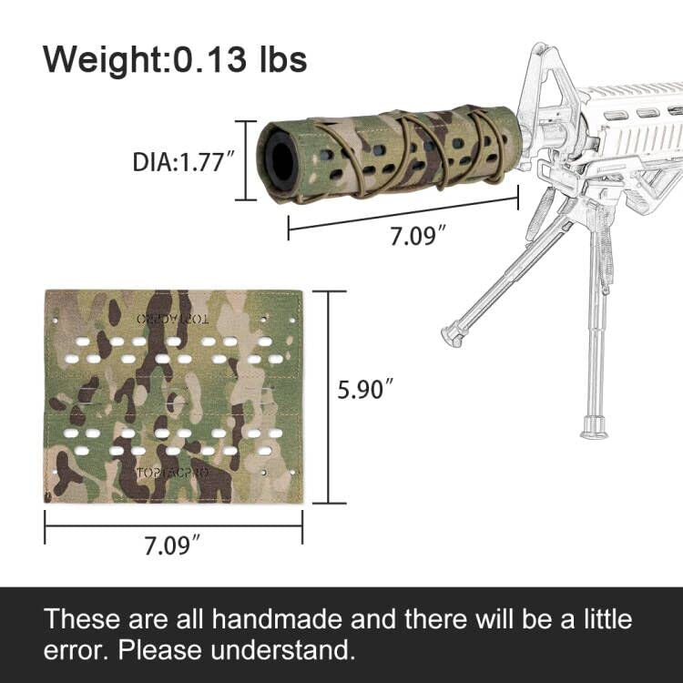 Airsoft Suppressor Cover 7 Inches Laser-Cut Multi-camo Camouflage Accessories 500D Nylon