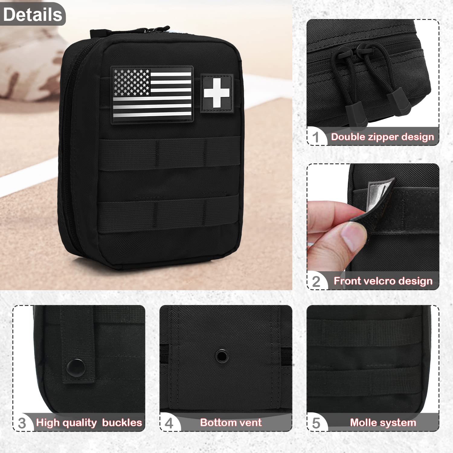 ThreePigeons™ Tactical Medical Pouch  - Backpacking and Emergency Supplies