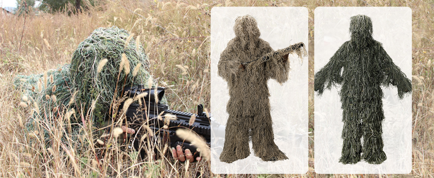 3D Camouflage Hunting Apparel Sets Ghillie Suit Free Size