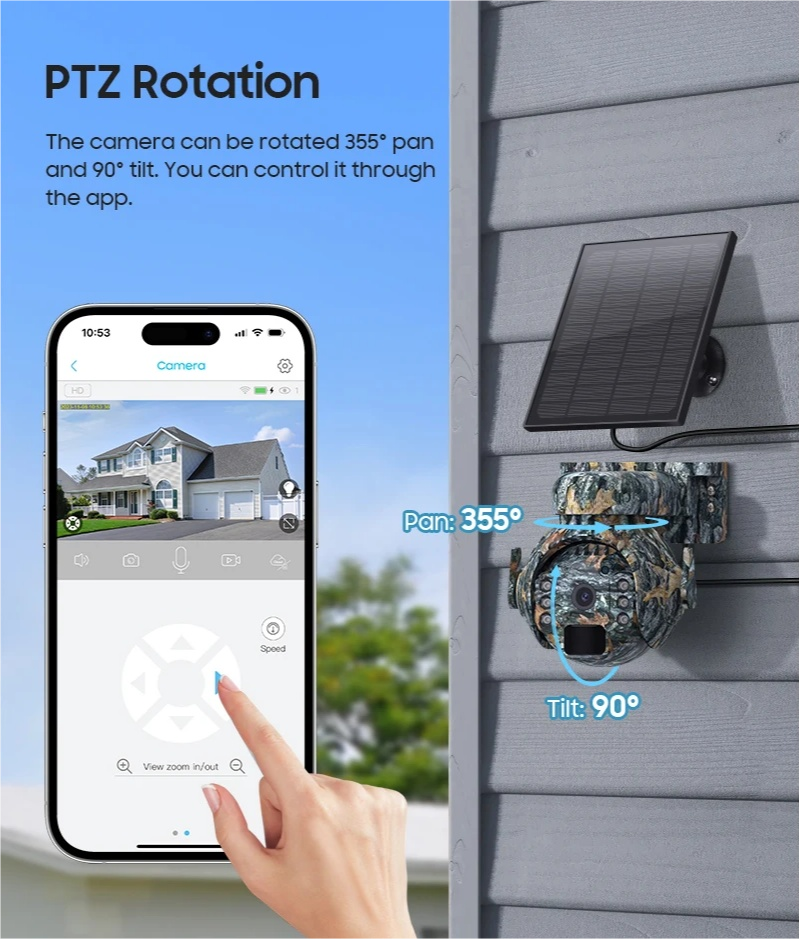 ThreePigeons™ 3MP Wifi Solar Camera Outdoor 4G SIM Camera Human Detecion Built In Battery PTZ CCTV Camera Two-Way Audio