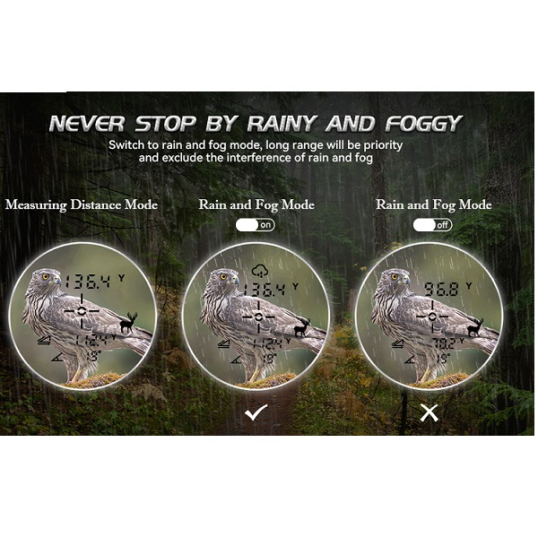 1100 Yards Hunting Golf Rangefinder with Slope Switch Rain and Fog Mode