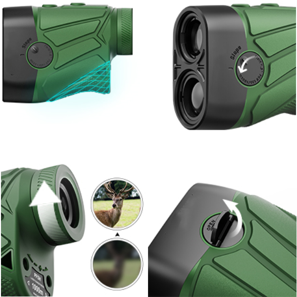 1100 Yards Hunting Golf Rangefinder with Slope Switch Rain and Fog Mode