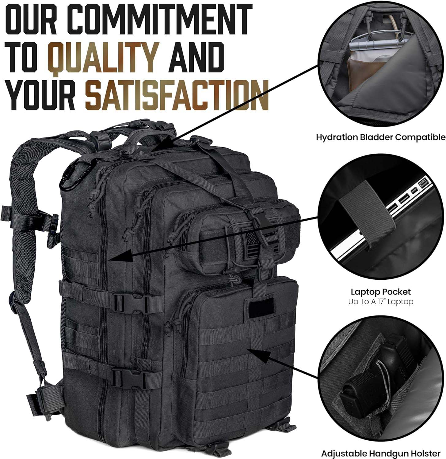 Customizable Military Tactical Backpack,Assault Pack for 1-3 Day ...