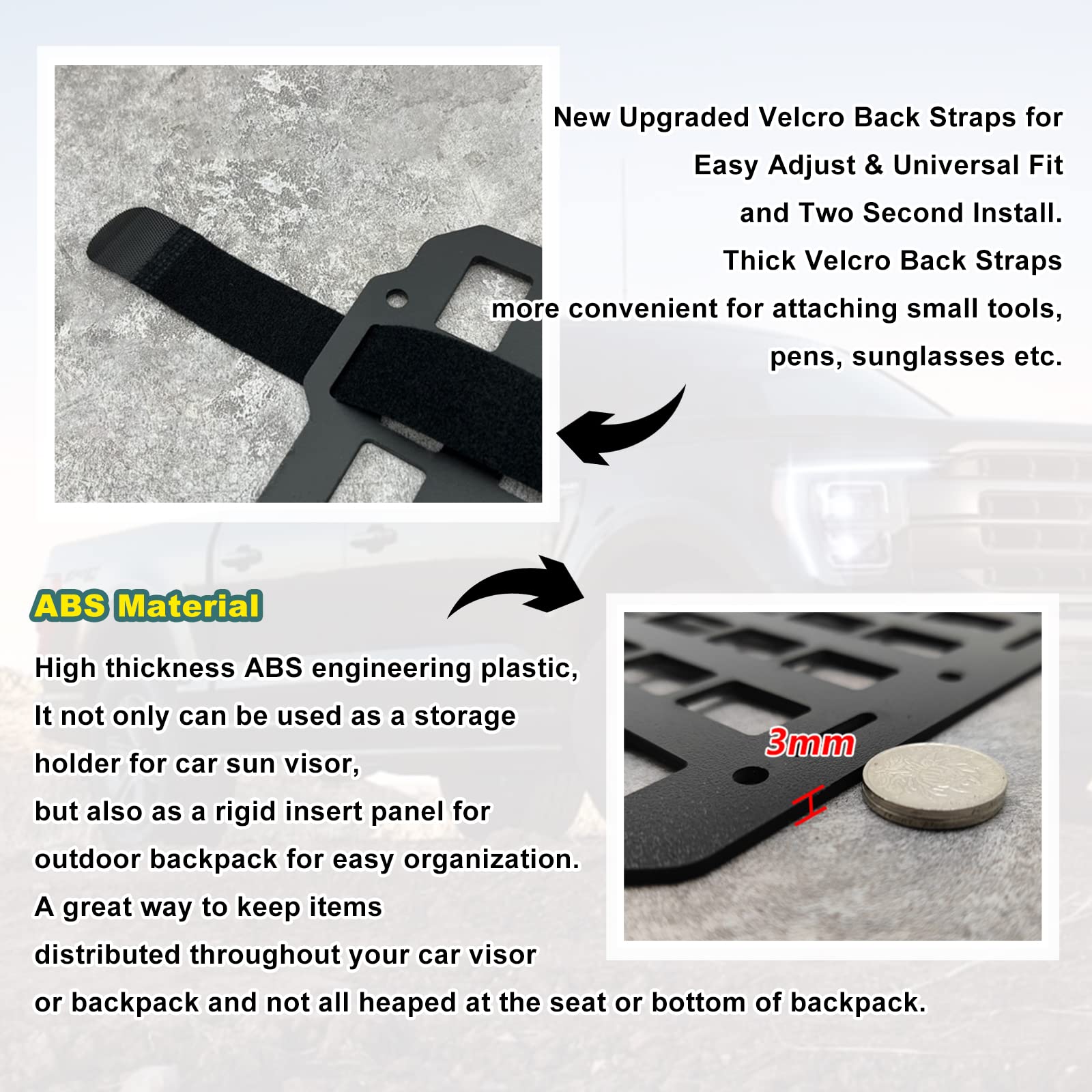 Vehicle Rigid Panel Compatible with Backpack Tactical Accessories for Car Headrest Gear Holder Molle Pouches EDC Tools