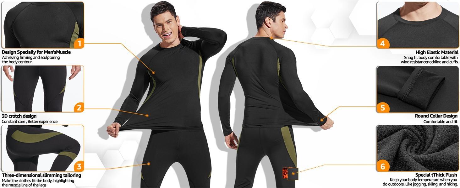 ThreePigeons™ Tactical Men's Thermal Underwear Sets