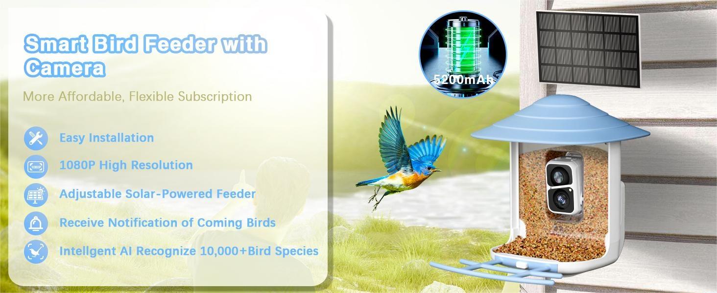 ThreePigeons™ Smart Bird Feeder with Camera Solar Powered